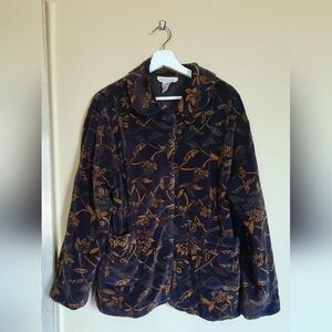 Vintage Vtg Karavan Soft Quilt Quilted Jacket Brown Gold Botanical